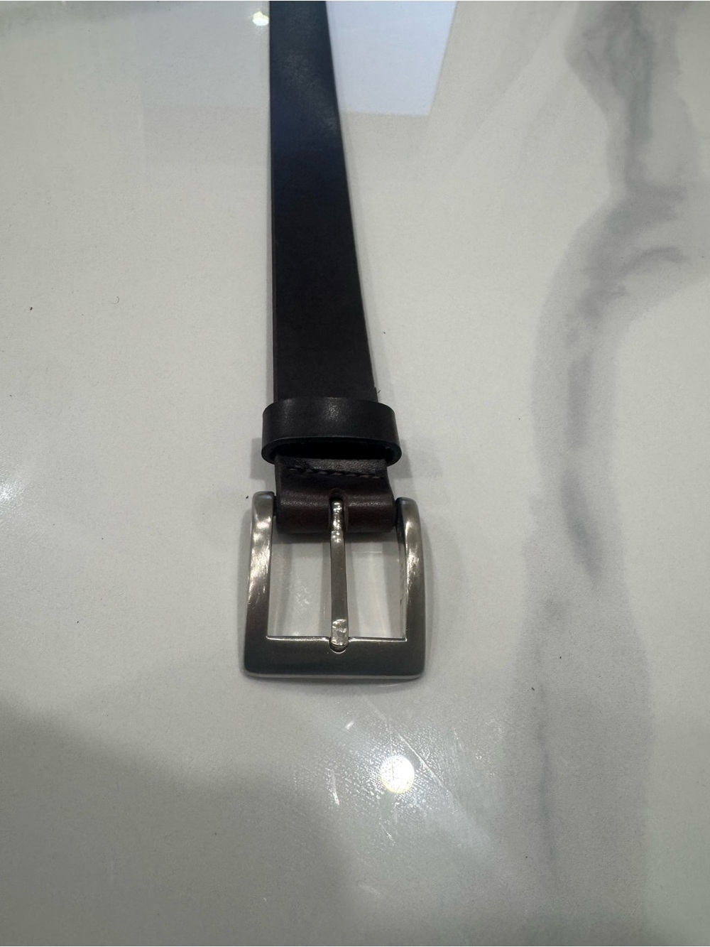 Jessica Black Leather Belt with Silver Buckle